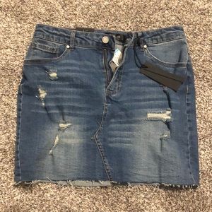 NWT Black Label Distressed Mini Skirt, Sized Large